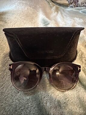 Tom Ford “Janina” Dark purple Round Women's Sunglasses with Gold T-Logo
